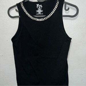 Black Tank Top with Chain Detail